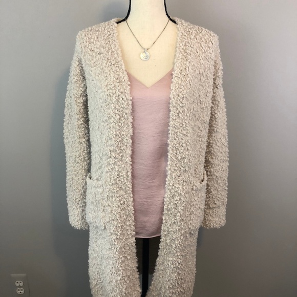 Rachel Zoe Long Cream Sweater Cardigan 